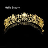 Baroque Crystal Wedding Tiara Red Green Rhinestone Bridal Hair Accessories