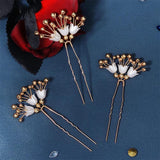 3pcs Flower Pearl Wedding Hairpin Clips Bridal Hair Accessories