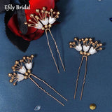 3pcs Flower Pearl Wedding Hairpin Clips Bridal Hair Accessories