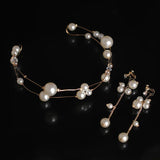 Pearl Flower Headband Earring Bridal Crown Hair Accessories