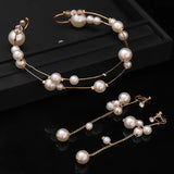Pearl Flower Headband Earring Bridal Crown Hair Accessories