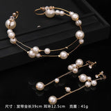 Pearl Flower Headband Earring Bridal Crown Hair Accessories