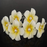 6Pcs Hawaiian Plumeria Flower Foam Hair Clip for Women Girls