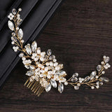 Big Pearl Crystal Wedding Hair Comb for Women