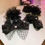 Bow Tie Ribbon Mesh Grab Clip Hair Claws