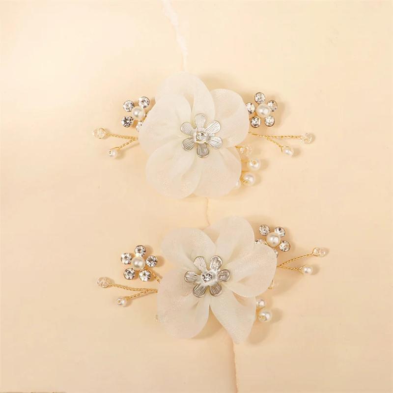 Efily Pearl Flower Shoe Clip Rhinestone Crystal Wedding Shoe Buckles