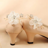 Efily Pearl Flower Shoe Clip Rhinestone Crystal Wedding Shoe Buckles