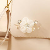 Efily Pearl Flower Shoe Clip Rhinestone Crystal Wedding Shoe Buckles