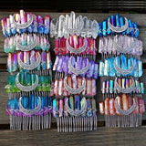 Witchcraft Moon Crystal Hairpin Wicca Rainbow Tiara Hair Comb