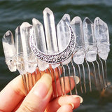 Witchcraft Moon Crystal Hairpin Wicca Rainbow Tiara Hair Comb