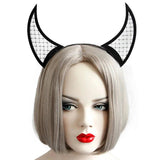 Gothic Halloween Devil Horn Mesh Headband Fancy Dress Party Hair Hoop
