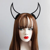 Gothic Halloween Devil Horn Mesh Headband Fancy Dress Party Hair Hoop