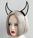 Gothic Halloween Devil Horn Mesh Headband Fancy Dress Party Hair Hoop