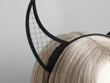 Gothic Halloween Devil Horn Mesh Headband Fancy Dress Party Hair Hoop