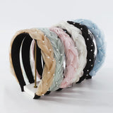 Pearls Chiffon Braided Headband Sweet Hairband for Women
