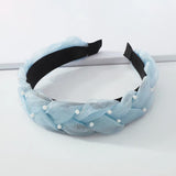 Pearls Chiffon Braided Headband Sweet Hairband for Women