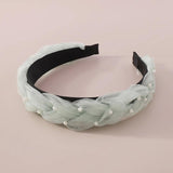 Pearls Chiffon Braided Headband Sweet Hairband for Women