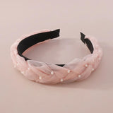 Pearls Chiffon Braided Headband Sweet Hairband for Women