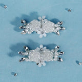 Fabric Rose Flower Shoe Clip Rhinestone Charms High Heels Buckle