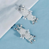Fabric Rose Flower Shoe Clip Rhinestone Charms High Heels Buckle