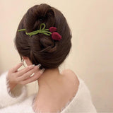 Flock Tulip Back Of Head Hair Clip