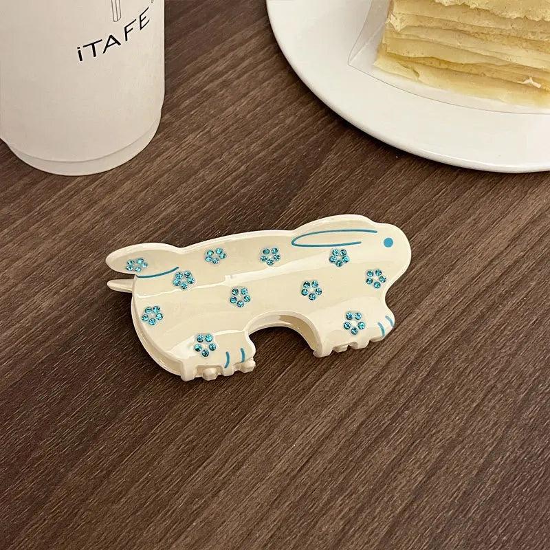 Colorful Flowers Rhinestone Rabbit Hairpin for Women