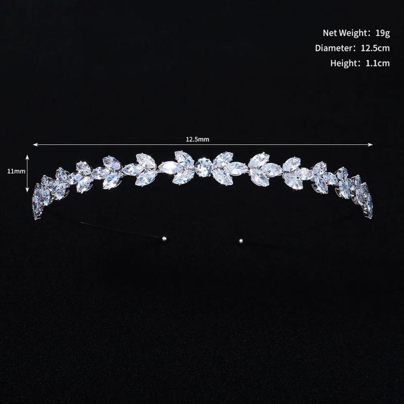 Zircon Silver Hairband Bridal Tiara Pearls Wedding Crown
