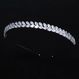 Zircon Silver Hairband Bridal Tiara Pearls Wedding Crown
