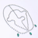 Boho Green Crystal Headband Hair Chain Water Drop Rhinestone Head Chain