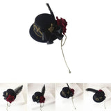Feather Rose Top Hat Costume Hair Accessories for Women Female Cosers