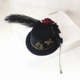 Feather Rose Top Hat Costume Hair Accessories for Women Female Cosers
