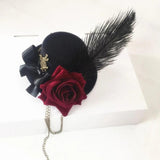 Feather Rose Top Hat Costume Hair Accessories for Women Female Cosers