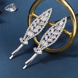 CZ Hair Clip 2pcs Wedding Barrettes Crystal Hairpin Bridal Headpiece