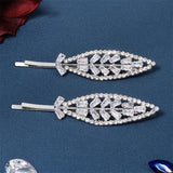 CZ Hair Clip 2pcs Wedding Barrettes Crystal Hairpin Bridal Headpiece