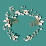 Crystal Pearls Flower Bridal Headband Hair comb Wedding Hair Accessories
