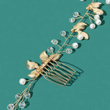 Crystal Pearls Flower Bridal Headband Hair comb Wedding Hair Accessories
