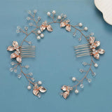 Crystal Pearls Flower Bridal Headband Hair comb Wedding Hair Accessories