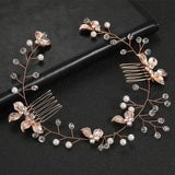 Crystal Pearls Flower Bridal Headband Hair comb Wedding Hair Accessories