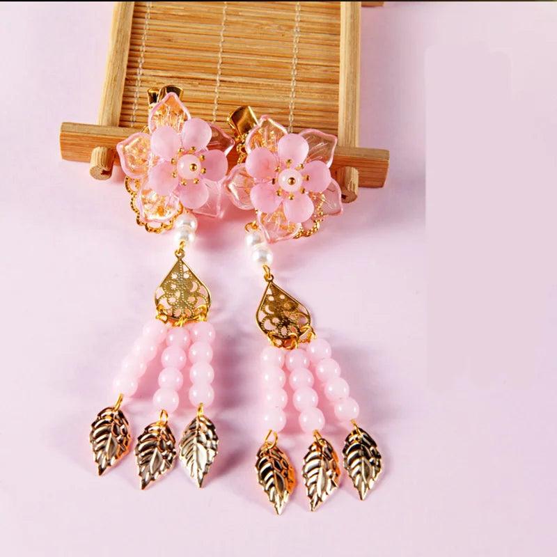 Vintage Flower Hair Clips for Hanfu Bride Wedding Hair Jewelry