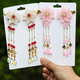 Vintage Flower Hair Clips for Hanfu Bride Wedding Hair Jewelry