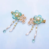 Vintage Flower Hair Clips for Hanfu Bride Wedding Hair Jewelry