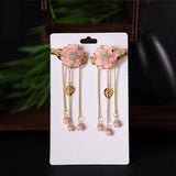 Vintage Flower Hair Clips for Hanfu Bride Wedding Hair Jewelry