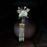 Antique Hanfu Butterfly Hairpin Long Tassel Girl Traditional Women