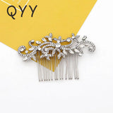 Rhinestone Flower Bridal Wedding Hair Comb Silver Jewelry Hair Pins