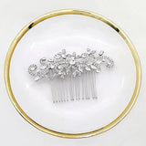 Rhinestone Flower Bridal Wedding Hair Comb Silver Jewelry Hair Pins