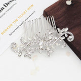 Rhinestone Flower Bridal Wedding Hair Comb Silver Jewelry Hair Pins