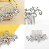 Rhinestone Flower Bridal Wedding Hair Comb Silver Jewelry Hair Pins