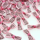 100pcs Pink Letter Printed Bowknot Mini Ribbon Bow 32x10mm