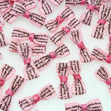 100pcs Pink Letter Printed Bowknot Mini Ribbon Bow 32x10mm