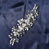 Crystal Headbands Silver Plated Flower Pearls Hairbands for Women Girls Wedding